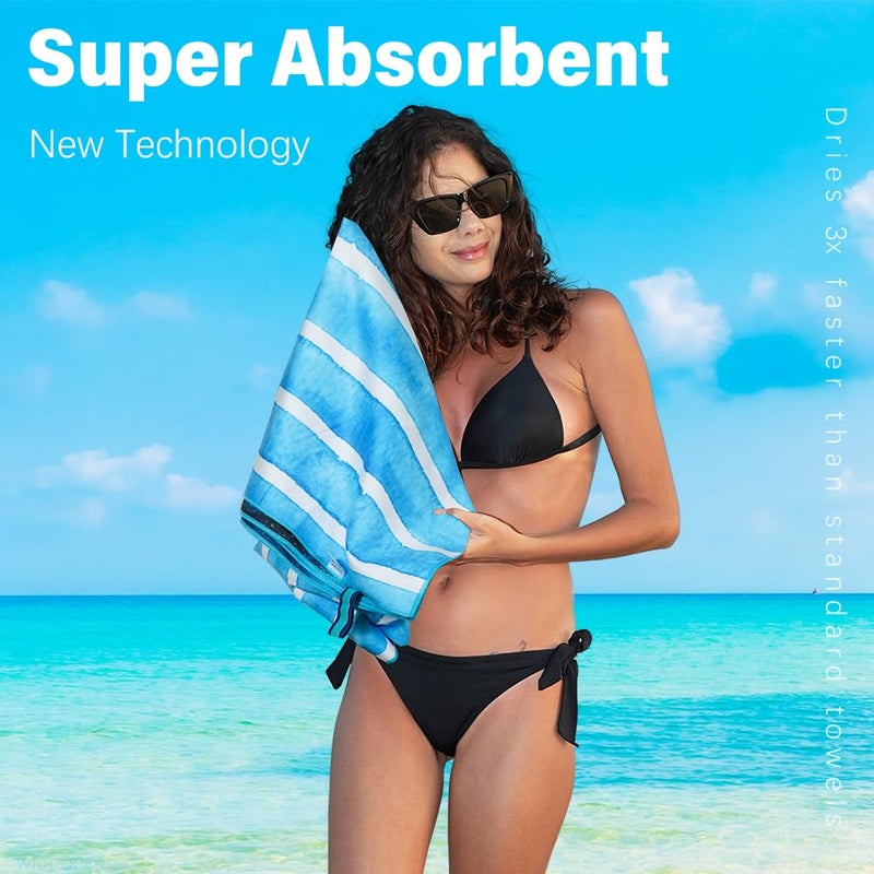 Widdonen Lightweight Thin Microfiber Beach Towel Sand Free Quick Dry Absorbent Compact Soft Pool Swim Travel Towels Extra Large Oversized Beach Accessories Packable Essentials Stuff Gifts for Adult - Image 5